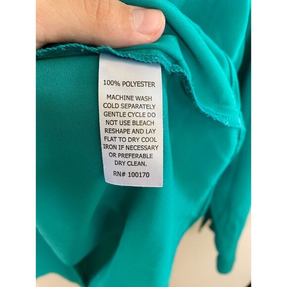 Adrienne Vittadini Womens Turquoise Long Sleeve Button Down Blouse M Polyester - Picture 5 of 6